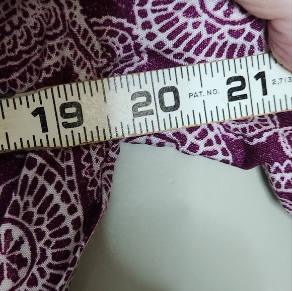 Terra & Sky size 14W Rayon Burgundy and white boho dress tie at waist - Picture 12 of 15